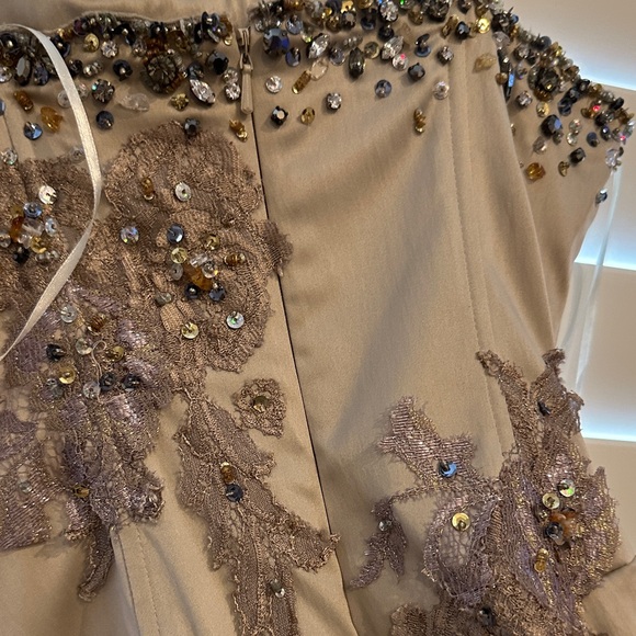 VINTAGE Mandalay (2007) Beaded and Lace Midi Dress in Tan - Picture 12 of 13